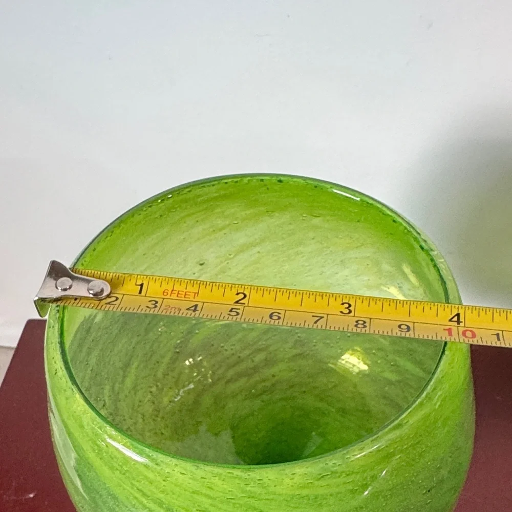 Vintage Set of hand Blown Glass Brandy Snifter Stemmed Green Glass